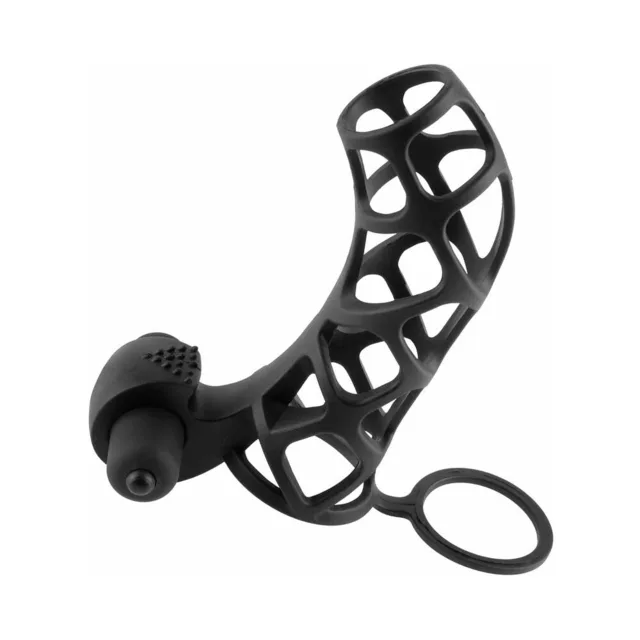 Fantasy X-tensions Black Silicone Power Cage curved open lattice cage with side vibration unit