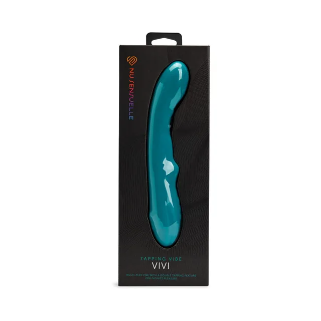 emerald-green Nu Sensuelle Vivi curved vibrator displayed inside a tall black box