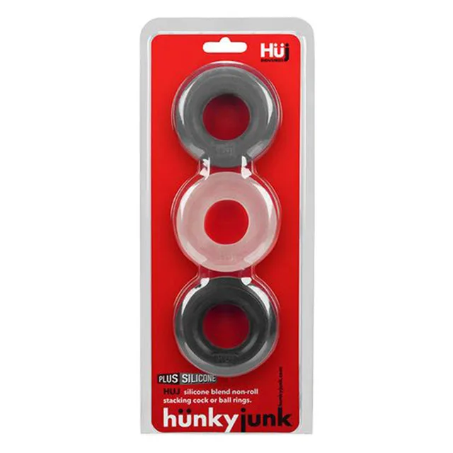 Oxballs Hunkyjunk HUJ3 black clear black ring 3-pack on red card