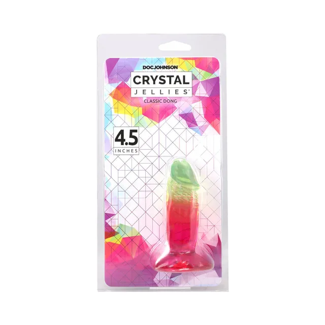 Doc Johnson Crystal Jellies 4.5-inch rainbow dong front retail package