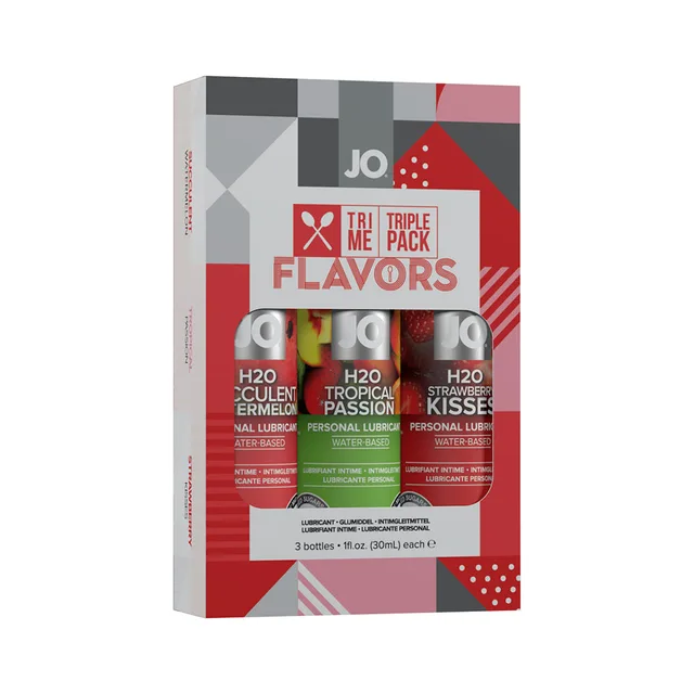 System JO Tri Me Flavors red three-bottle box