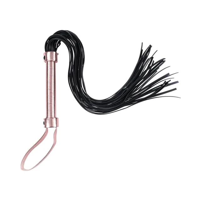 Sportsheets Sex and Mischief Brat black flogger rose-gold-tone handle with black falls