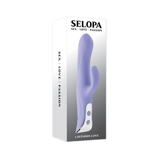 Selopa Lavender Love purple vibrator in tall white retail box