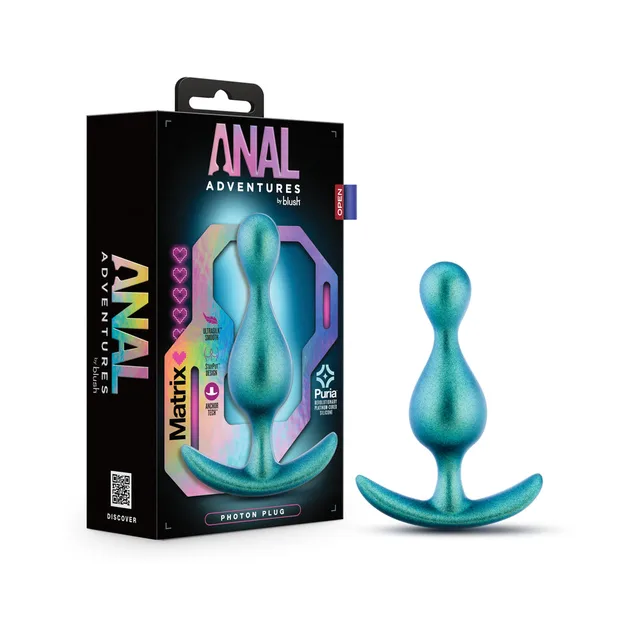 Blush Matrix Photon Neptune Teal silicone plug retail box with teal graduated plug
