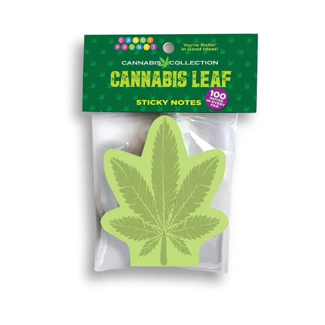Cannabis leaf-shaped sticky notes 100-count package
