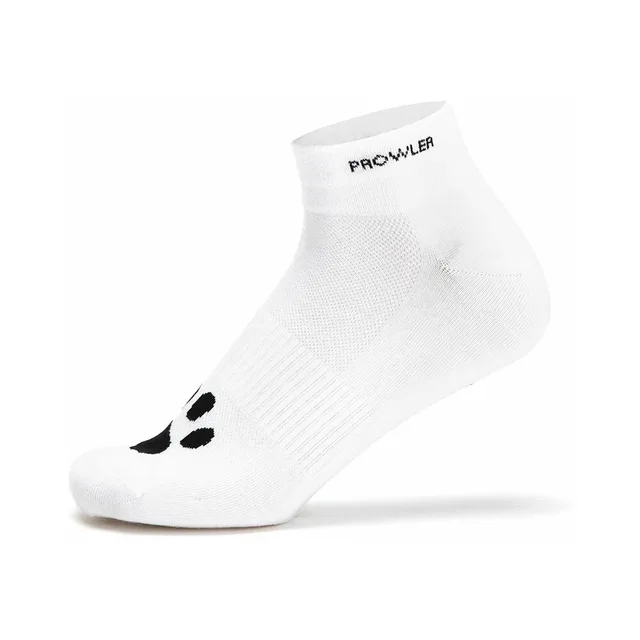 Side view of white Sniff ankle sock with small paw at toe