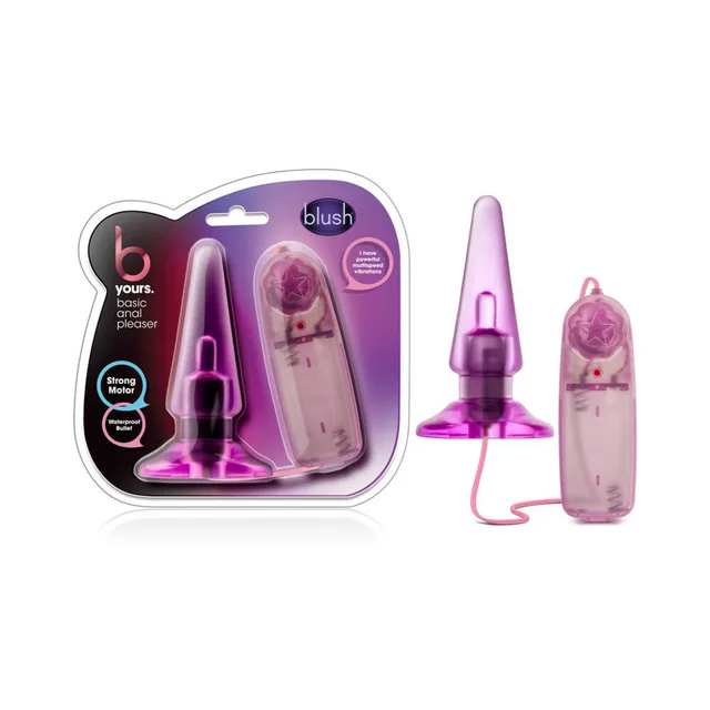 Pink B Yours Anal Pleaser plug and wired remote beside package