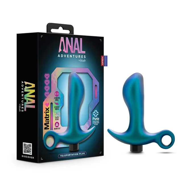 teal Matrix Teleportation curved plug with open ring base and retail box