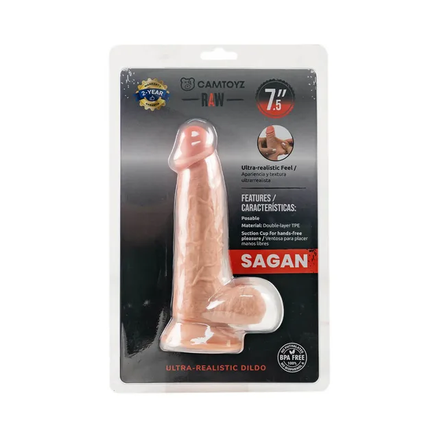 Camtoyz Sagan Small beige dildo front of clear blister packaging