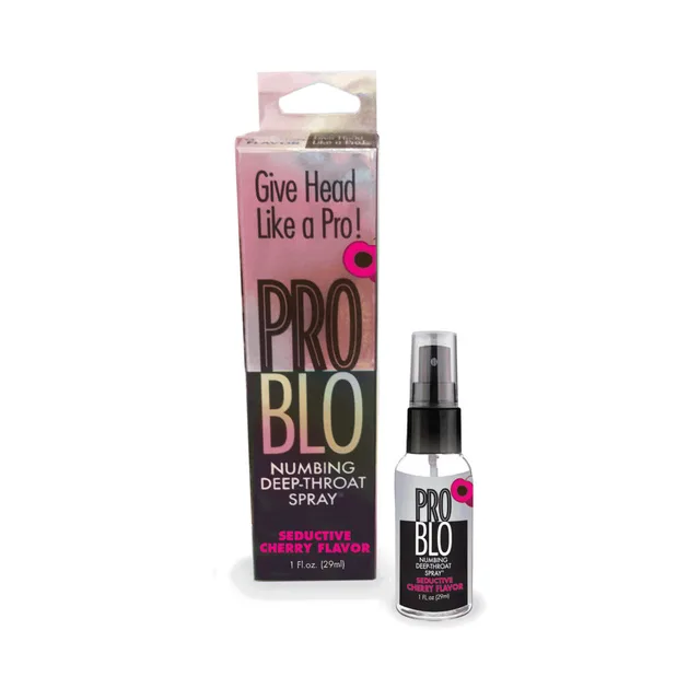 ProBlo Cherry one-ounce black spray bottle on hanging card