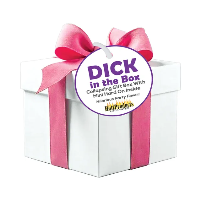 White Dick in the Box novelty gift box with pink ribbon and bow
