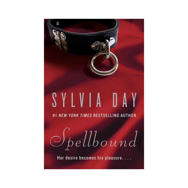 Spellbound by Sylvia Day paperback cover with red satin and black collar artwork