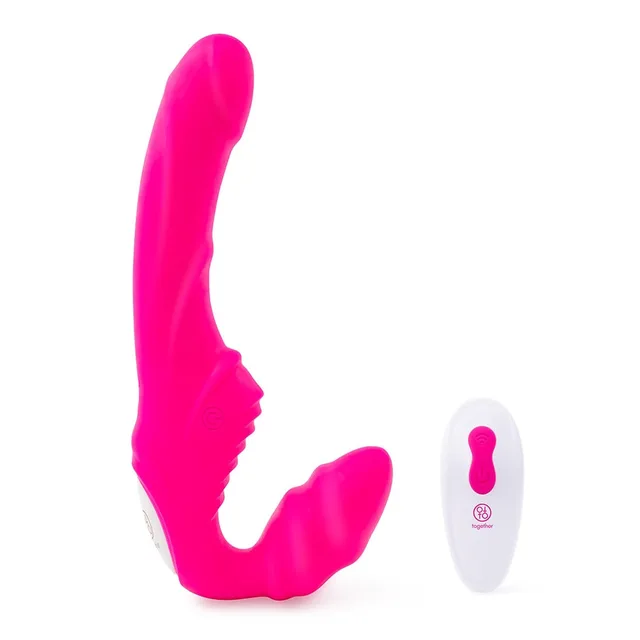 Front angle of pink Strapless two-shaft vibrator