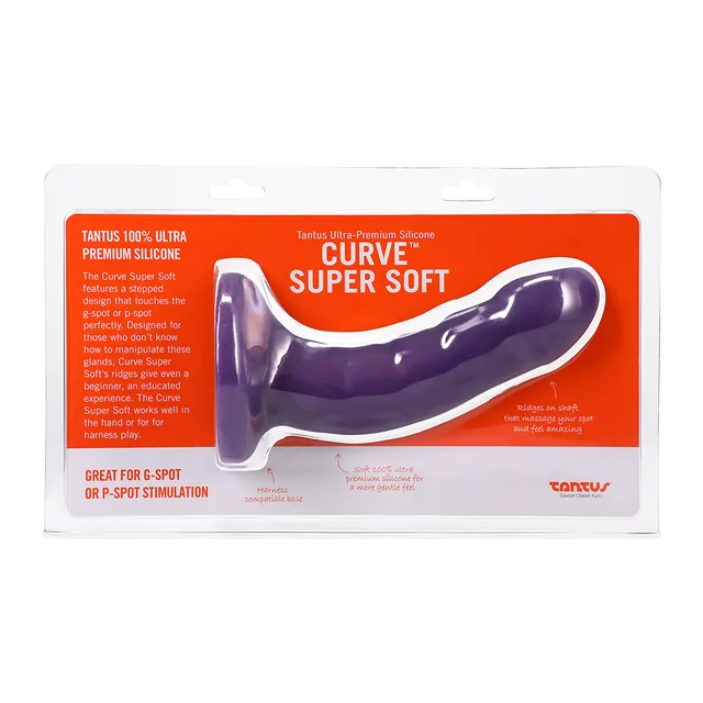 Front package of purple Tantus Curve Super Soft Amethyst dildo