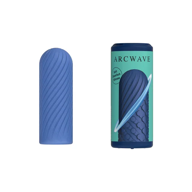 Blue Ghost stroker aligned beside green retail case