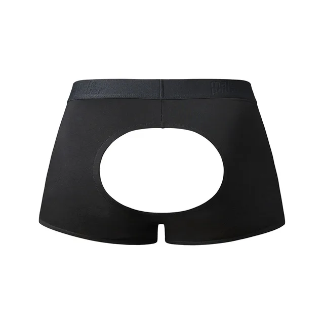 Rear product view of Black Open Ended Moon Short S/M