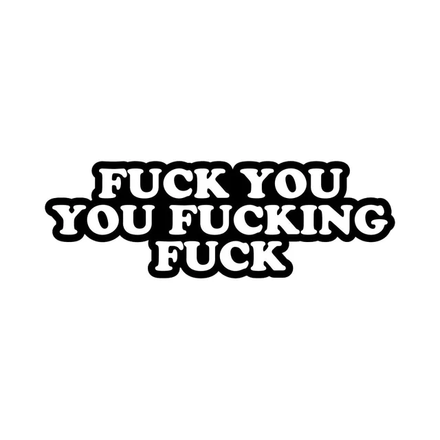 Close-up of black-and-white Fuck You You Fucking Fuck slogan pin