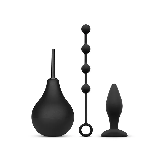 Black douche graduated beads and small tapered plug from Nexus kit