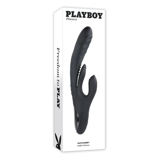 Playboy Rapid Rabbit black thrusting dual vibrator front retail box