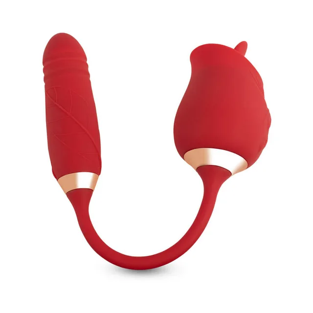 Camtoyz Lotus red dual stimulator two connected red pieces on white background