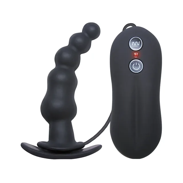 NS Novelties Tinglers Plug I black beaded plug with wired oval controller