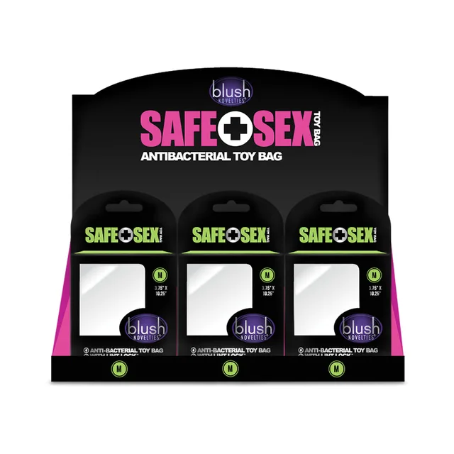 Blush Safe Sex 24-piece display of medium white toy storage bags
