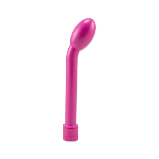 Adam & Eve G-Gasm Delight pink vibrator full upright view with curved shaft