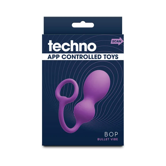Violet Techno Bop bullet vibe pictured on blue retail box