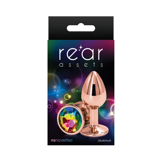 Small rainbow gem Rear Assets rose gold plug in black box
