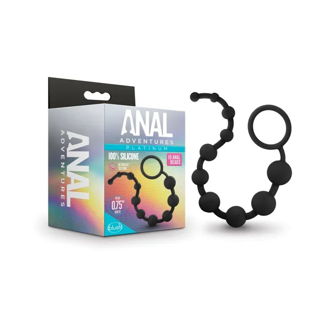 Anal Adventures black 10-bead strand retail box
