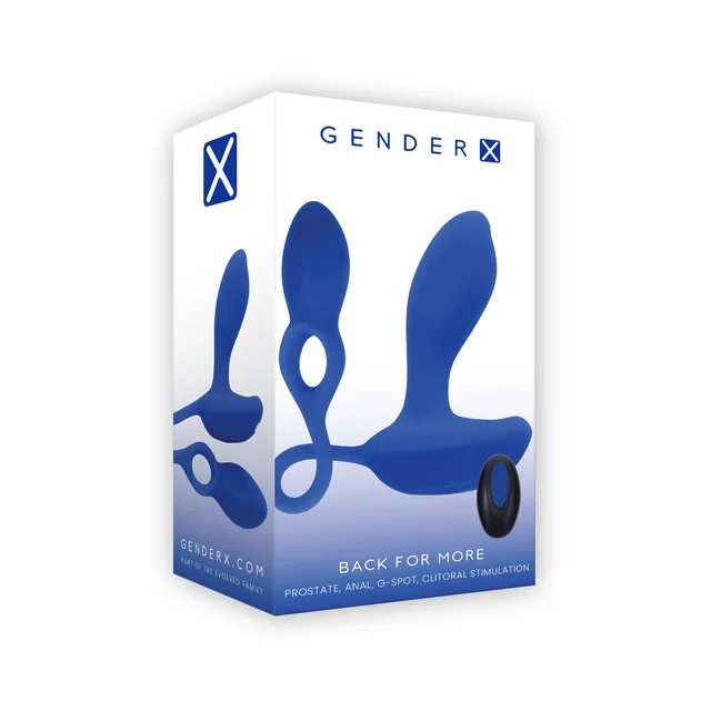 Gender X Back For More Blue dual vibrator in retail box