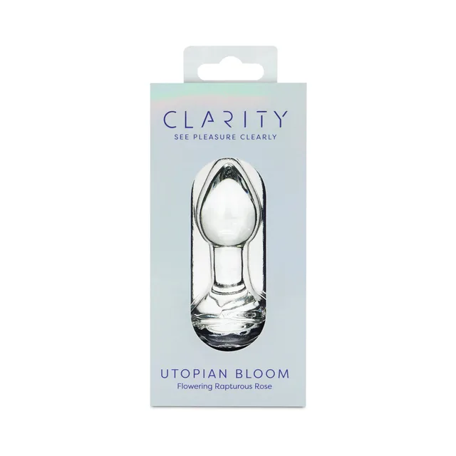Clarity Utopian Bloom clear rounded glass plug in pale box