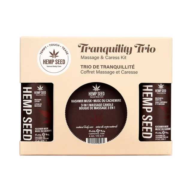 Front of Earthly Body Kashmir Musk Tranquility Trio cream box
