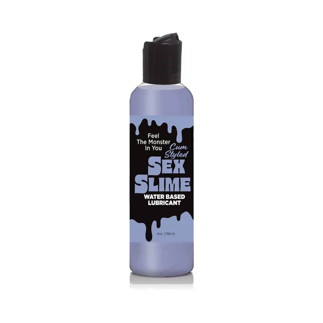 Opaque-purple Sex Slime 4 oz bottle with black flip-top cap