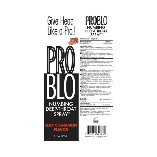 Little Genie ProBlo Cinnamon 1 oz Spray front and rear label views with orange accents