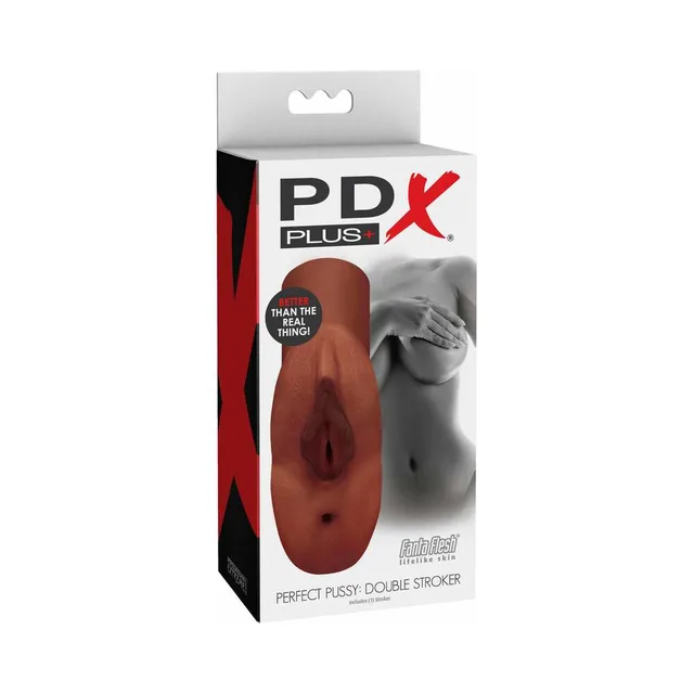 PDX Plus Perfect Pussy Double brown stroker retail box