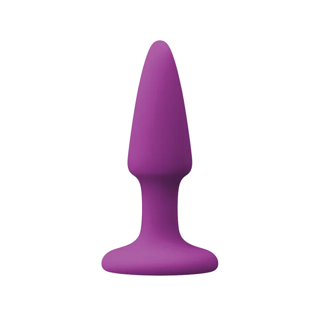 Isolated purple mini plug with tapered body and oval base