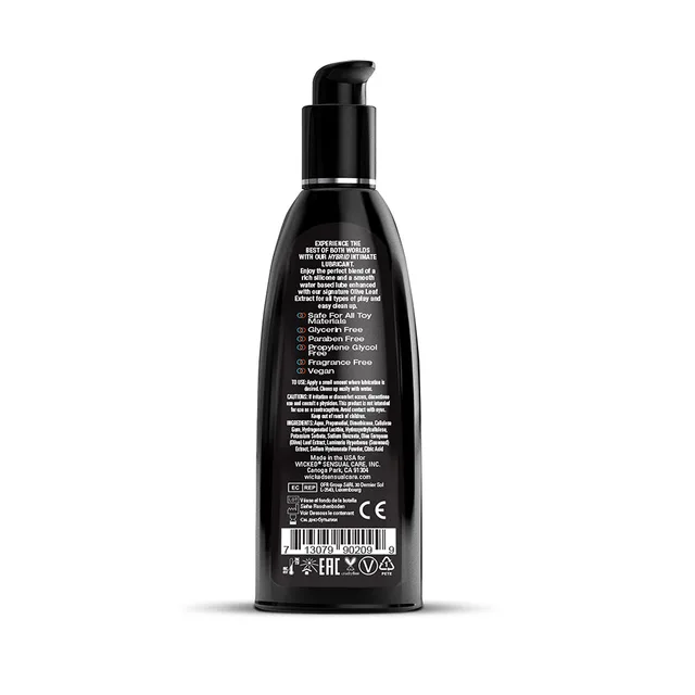 Wicked Hybrid 8-ounce lubricant black pump bottle back panel