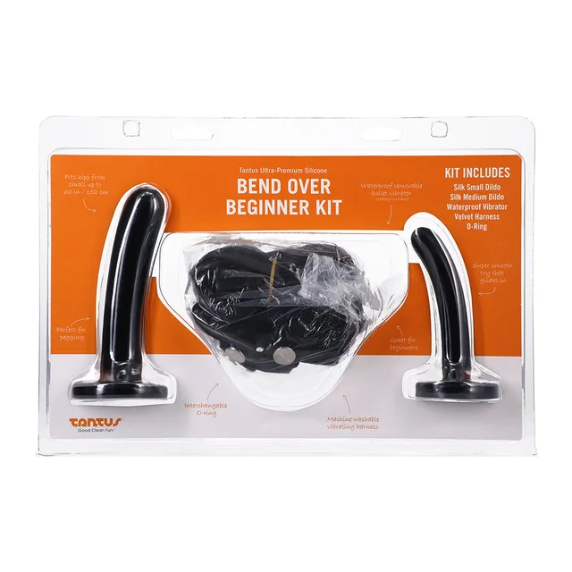 Front package of Onyx Bend Over Beginner strap-on harness kit