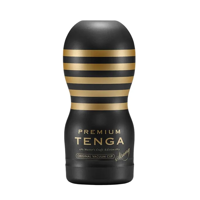 Black-and-gold Tenga Premium Original Strong vacuum cup