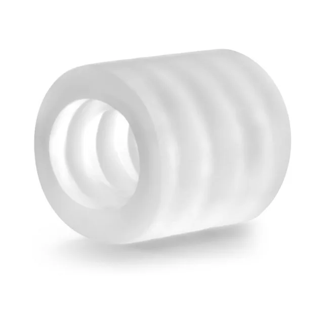 Blush X5 Downtown Clear TPE Stroker angled view into three internal rings