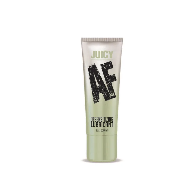 Juicy AF 2 oz gel lubricant in slim silver tube