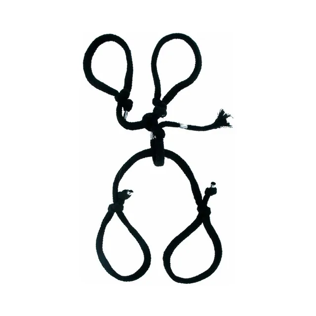 Black preassembled rope hogtie with four looped ends