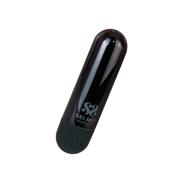 Black SEI MIO Bite the Bullet massager with rounded capsule shape