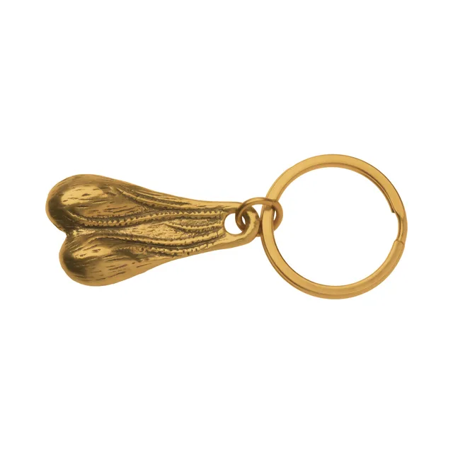 Big Ballers brass-tone textured metal nuts keychain with matching ring
