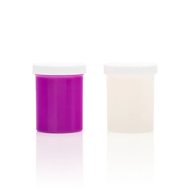 Clone-A-Willy neon purple refill in two white-lidded containers