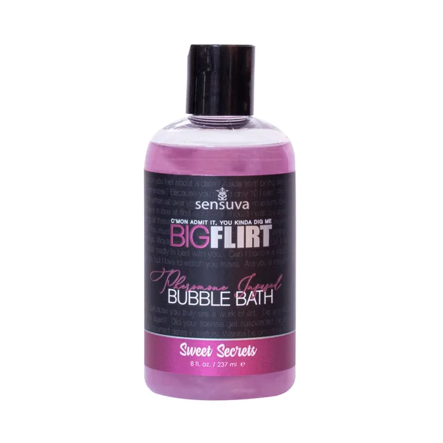 Front of 8 oz Sweet Secrets purple bubble bath bottle