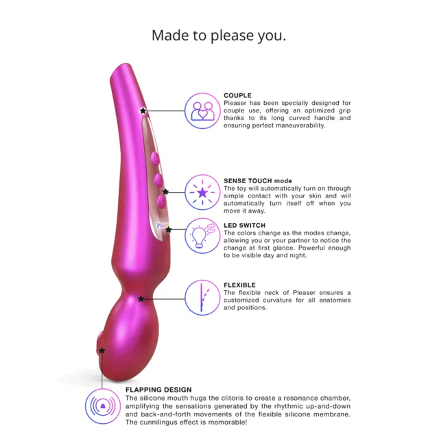 Pleaser Berry feature diagram with curved shaft and rounded base