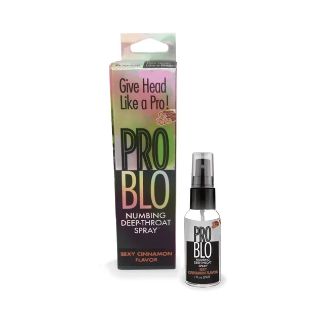 Little Genie ProBlo Cinnamon 1 oz Spray black pump bottle beside matching carton