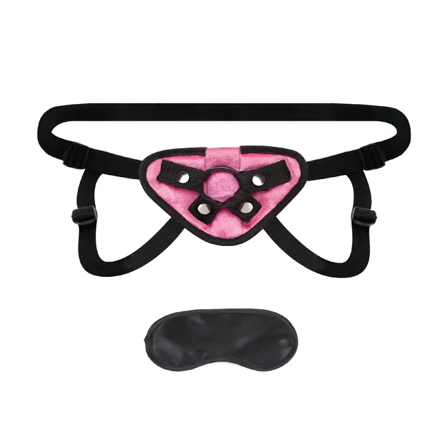 Lux Fetish Pink Strap-On Harness pink front panel with black straps